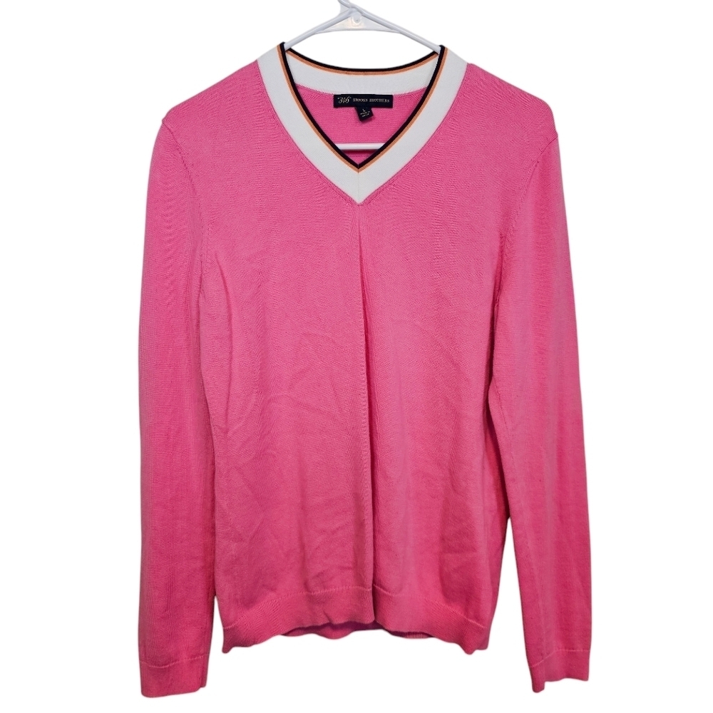Brooks Brothers Preppy Tennis Sweater Contrasting Striped Collar